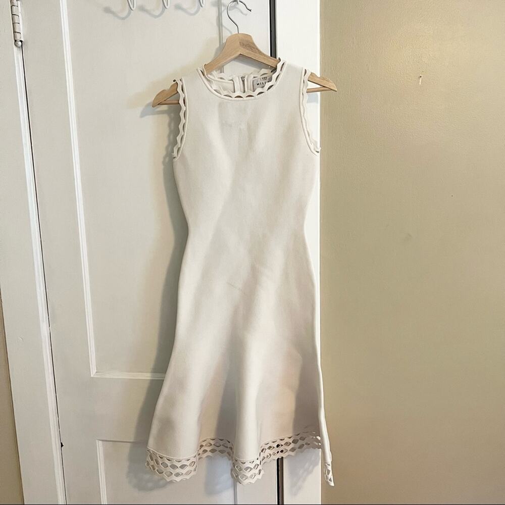 Milly scuba dress scalloped edge white fit and flare